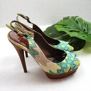 Worn Once! Missoni peep toe sling back Platform heels 39.5 US 8.5